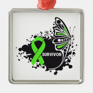 Survivor Abstrakt Butterfly Non-Hodgkins Lymphom Silbernes Ornament