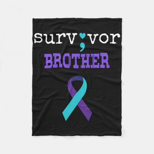 Survivor Brother Semicolon Geschenk Suizidpräventi Fleecedecke (Vorderseite)