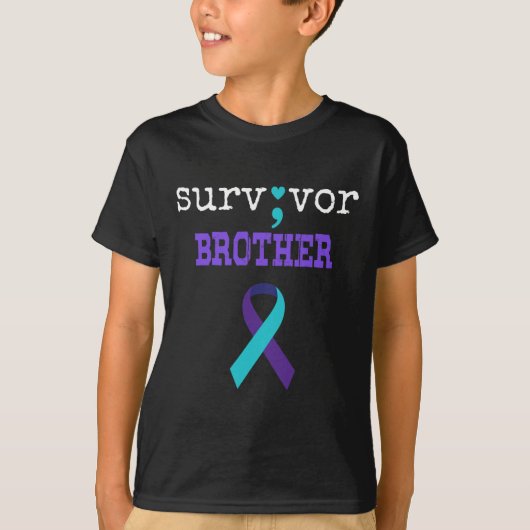 Survivor Brother Semicolon Geschenk Suizidpräventi T-Shirt (Vorderseite)