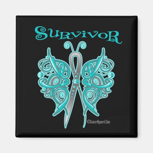 Survivor Celtic Butterfly - Gynäkologischer Krebs Magnet (Vorne)
