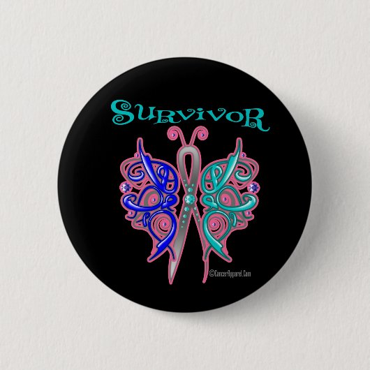 Survivor Celtic Butterfly - Schilddrüsenkrebs Button (Vorderseite)