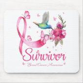 Survivor Hummingbird Ribbon Brustkrebs Mousepad (Vorne)