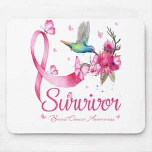 Survivor Hummingbird Ribbon Brustkrebs Mousepad
