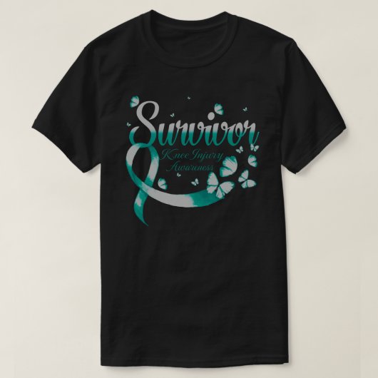 Survivor Knee Injury Awareness Butterfly T-Shirt (Design vorne)