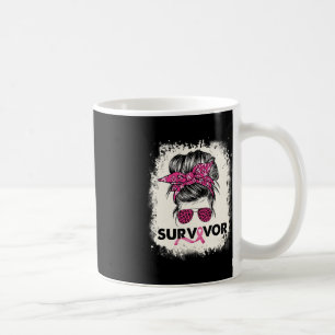 Survivor Messy Bun Breast Cancer Awareness Pink Wa Kaffeetasse