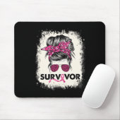 Survivor Messy Bun Breast Cancer Awareness Pink Wa Mousepad (Mit Mouse)