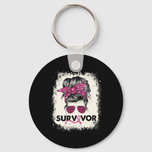 Survivor Messy Bun Breast Cancer Awareness Pink Wa Schlüsselanhänger