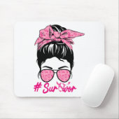 Survivor Messy Bun Pink Brustkrebs Bewusstsein Mousepad (Mit Mouse)