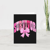 Survivor Nk Ribbon Coquette Bow Breast Cancer Awar Karte (Vorderseite)