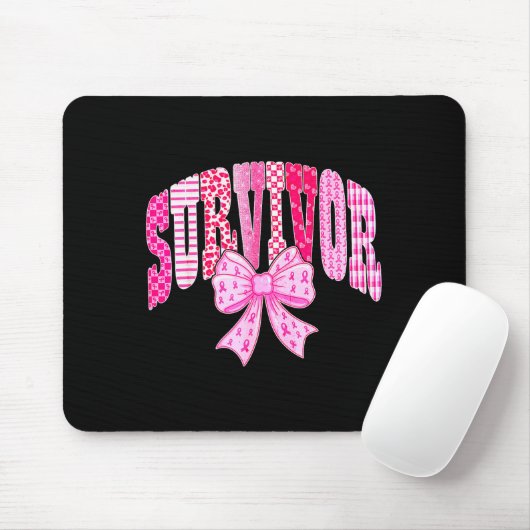 Survivor Nk Ribbon Coquette Bow Breast Cancer Awar Mousepad (Mit Mouse)