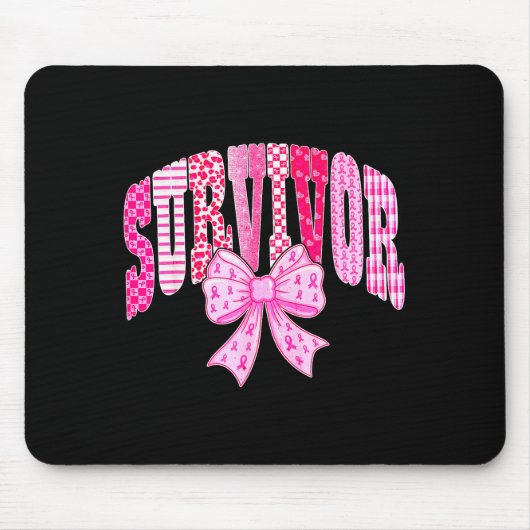 Survivor Nk Ribbon Coquette Bow Breast Cancer Awar Mousepad (Vorne)