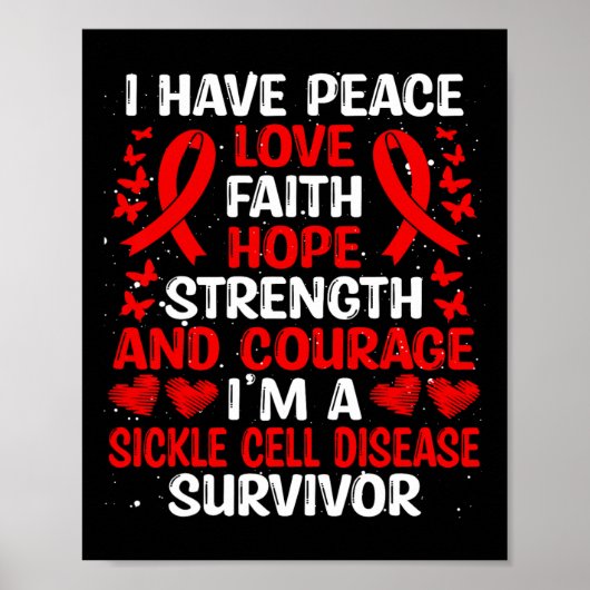 Survivor Peace Hope Liebe Sickle Cell Disease Awar Poster (Vorne)