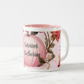 Survivor Pink Pumpkin Halloween Zweifarbige Tasse (VorderseiteRechts)