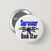 Survivor Rock Star - männliche Brustkrebserkrankun Button (Vorne & Hinten)