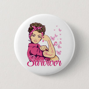 Survivor Rosie Riveter Brustkrebs Bewusstsein Button