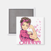 Survivor Rosie Riveter Brustkrebs Bewusstsein Magnet (Vorderseite/Rückseite)