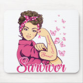 Survivor Rosie Riveter Brustkrebs Bewusstsein Mousepad (Vorne)