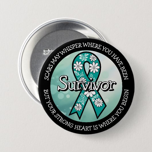 Survivor SA Teal Awareness Ribbon Button (Vorne & Hinten)