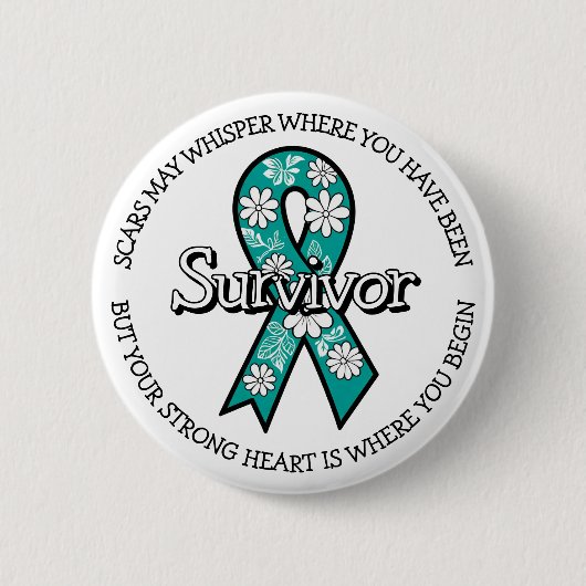 Survivor SA Teal Awareness Ribbon Button (Vorderseite)