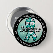 Survivor SA Teal Awareness Ribbon Button (Vorne & Hinten)