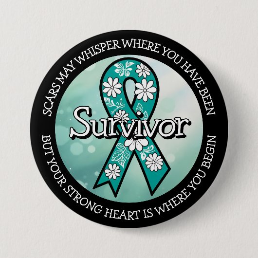 Survivor SA Teal Awareness Ribbon Button (Vorderseite)