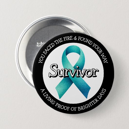 Survivor SA Teal Awareness Ribbon Button (Vorne & Hinten)