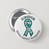 Survivor SA Teal Awareness Ribbon Button (Vorne & Hinten)