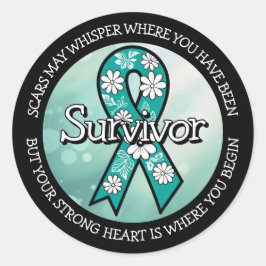 Survivor SA Teal Awareness Ribbon Runder Aufkleber