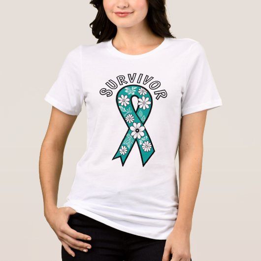 Survivor SA Teal Awareness Ribbon Tri-Blend Shirt (Vorderseite)
