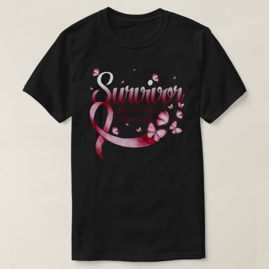 Survivor Sickle Cell Anemia Awareness Butterfly T-Shirt (Design vorne)
