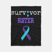 Survivor Sister Semicolon Geschenk Suizidpräventio Fleecedecke (Vorderseite)