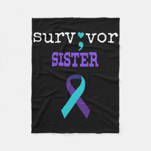 Survivor Sister Semicolon Geschenk Suizidpräventio Fleecedecke