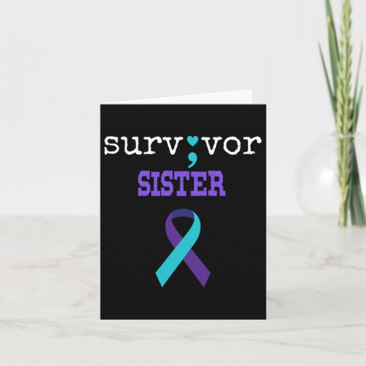 Survivor Sister Semicolon Geschenk Suizidpräventio Karte (Vorderseite)