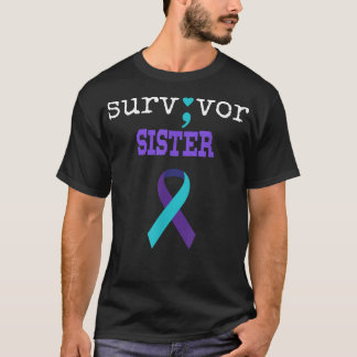Survivor Sister Semicolon Geschenk Suizidpräventio T-Shirt
