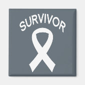 Survivor White Lung Cancer Band Square Magnet (Vorne)