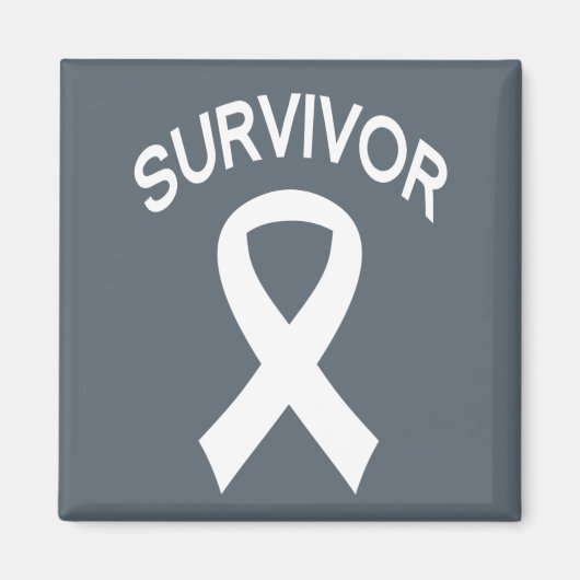 Survivor White Lung Cancer Band Square Magnet (Vorne)