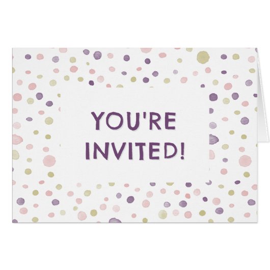 Susan Confetti Watercolor Dots Birthday Einladung (Vorderseite (Horizontal))