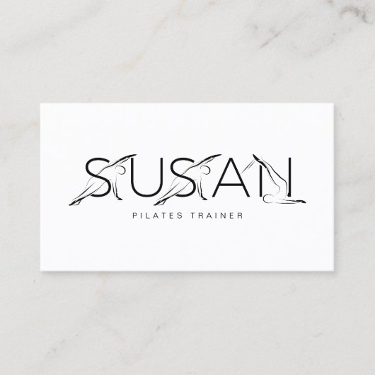 SUSAN Name Pilates Instructor Business Card Visitenkarte (Vorderseite)