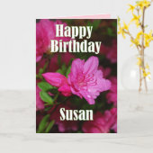 Susan Pink Azalea Happy Birthday Karte (Gelbe Blume)