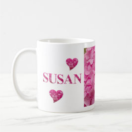 "Susan" Pink Hydrangea Blumenbriefe & Niedliches H Kaffeetasse
