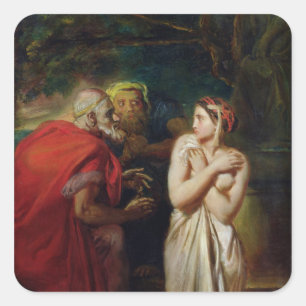 Susanna and the Elders, 1856 Quadratischer Aufkleber