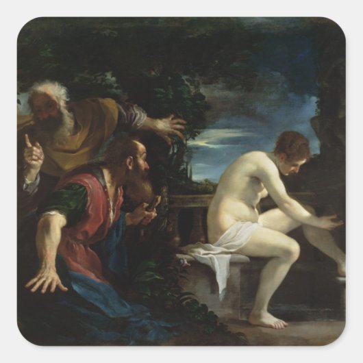 Susanna und die Ältesten Quadratischer Aufkleber (Vorderseite)