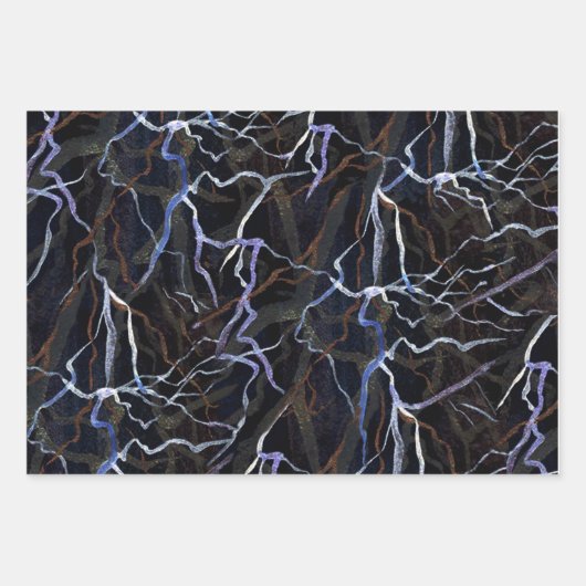 Susea Blu Studios Blitze (Nacht) Wrapping Paper Geschenkpapier Set (Vorderseite)