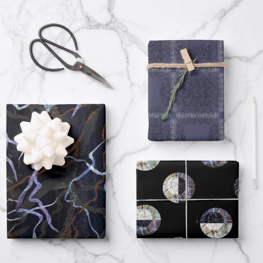 Susea Blu Studios Blitze (Nacht) Wrapping Paper Geschenkpapier Set (Vorderseite)