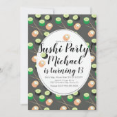 Sush Rolls Gray Birthday Hibachi Restaurant Einladung (Vorderseite)