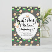 Sush Rolls Gray Birthday Hibachi Restaurant Einladung (Stehend Vorderseite)