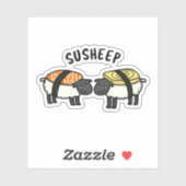 Susheep Funny Sushi Sheep Pun Aufkleber (Blatt)