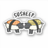 Susheep Funny Sushi Sheep Pun Aufkleber (Vorderseite)