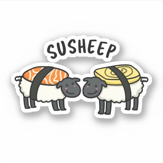 Susheep Funny Sushi Sheep Pun Aufkleber (Vorderseite)