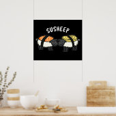 Susheep Funny Sushi Sheep Pun Dark BG Poster (Küche)